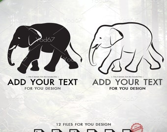Elephant SVG, Elephant Vector Clipart Design Png Eps Dxf, Cut File Elephant for Cricut, Elephant Silhouette, Wild Animals Svg, Safari Svg.