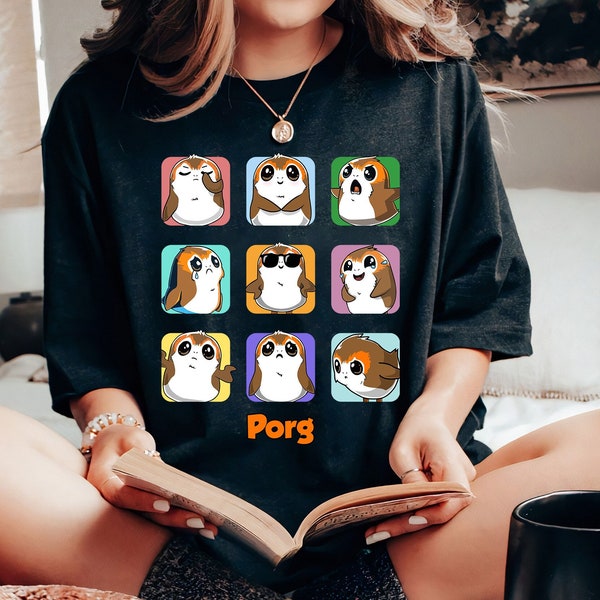 Star Wars Porgs Portrait Graphic T-Shirt, Cute Porg Emotions Shirt, Star Wars Fan, Disney Star Wars Shirt, Disneyland Family Vacation