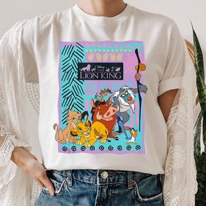 Disney The Lion King Retro Group Shot, Nala Simba Rafiki Pumbaa Timon, Magic Kingdom Family Matching Tee Unisex Adult T-shirt Kid T-shirt