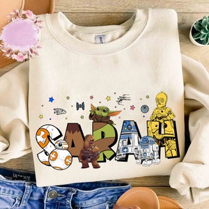 Chemise personnalisée personnage Star Wars, chemise garçon fille personnalisée, chemise prénom enfant, t-shirt assorti pour la famille Disneyland, thème d'anniversaire, Galaxy's Edge