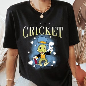 Retro Disney Jiminy Cricket 90er Jahre Porträt T-Shirt, Disney Pinocchio Shirt, Familie Passendes T-Shirt Disneyland Reise Geschenke Unisex Erwachsene Kind T-Shirt