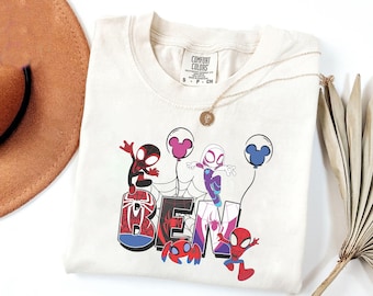 Gepersonaliseerde karaktershirt Spidey en zijn geweldige vrienden, aangepast jongensmeisje, naam kindershirt, bijpassende Disneyland Family-T-shirt, verjaardagsthema