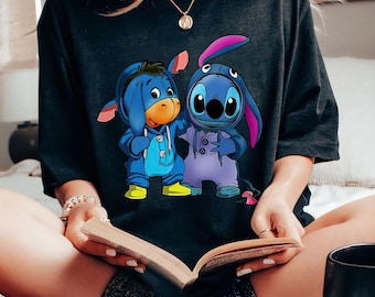 Disney Stitch and Eeyore Friends Matching Costume Shirt, Lilo and Stitch Disneyland Family Vacation Gift Unisex Adult T-shirt Kid T-shirt