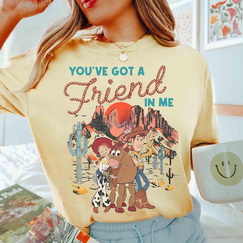 Disney Vintage Toy Story Shirt, You've Got A Friend In Me, Woody Jessie and Bullseye Shirt, Disney Cowgirl Cowboy Shirt, Western Country image 3