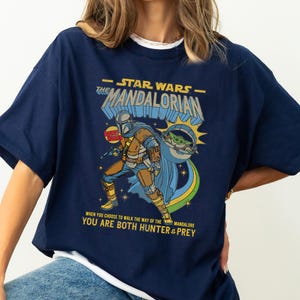 Star Wars Mandalorian Comic Poster T-Shirt, Star Wars Fan Gifts Shirt, Star Wars Galaxy's Edge Shirt, Disneyland Family Vacation Gift Tee image 2