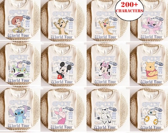 Alle personages Disney Epcot-shirt, Mickey & Friends Epcot World Tour-shirt, Star Wars, Toy Story, Princess, WDW Epcot Theme Park Trip-T-shirt