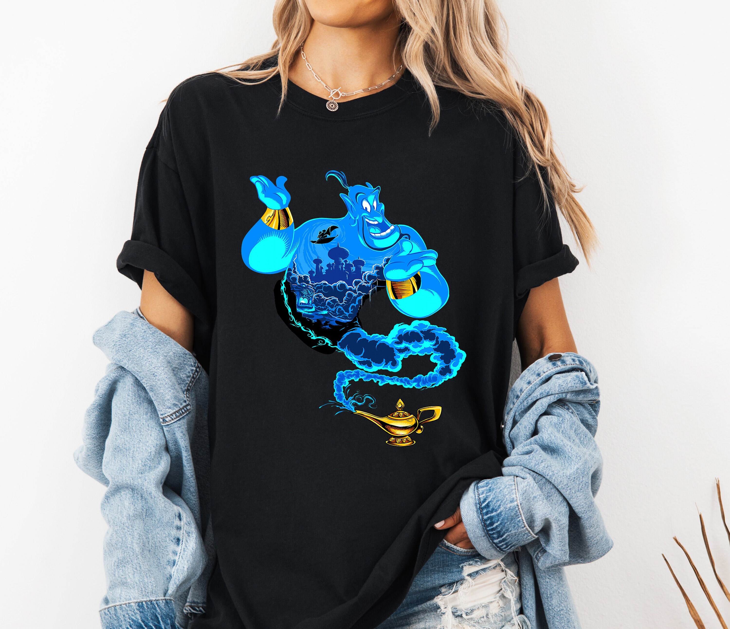Disney Aladdin Genie Portrait Agrabah Fill Camiseta Camisa Genie Magic Kingdom Family Matching Tee Trip Regalo de viaje de vacaciones a Disneyland Etsy Mexico