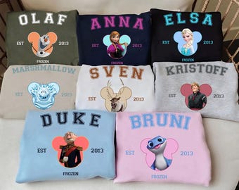 Disney Frozen Charaktere Est 2013 Portrait Shirt, Elsa, Anna, Olaf, Kristoff, Sven, Hans Retro Shirt, Disneyland Familie Passendes Shirt