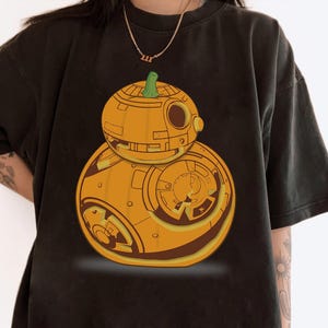 Camiseta de Halloween con calabaza tallada de BB-8 de Star Wars, camiseta de Halloween con globo de Mickey y calabaza de Star Wars, camiseta de Halloween de vacaciones en Disneyland 2026