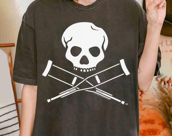 MTV Jackass Skull And Crutches Logo T-Shirt, Funny Jackass Inspired Tee Stunt Comedy, Skull and Crossbones, Music Television MTV Logo Tee