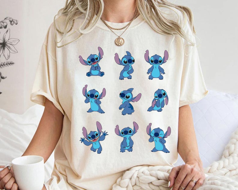 Disney Many Moods of Stitch T-Shirt, Lilo and Stitch Shirt, Family Matching Tee Disneyland Trip Gift, Magic Kingdom, Disneyland Family Shirt image 1