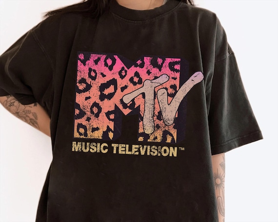 MTV Leopard Print Gradient Logo T-shirt, Music Television MTV Logo