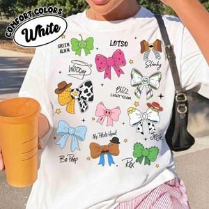 Camiseta Coquette Bow de personajes de Toy Story de Disney Pixar, colores cómodos, camiseta Toy Story You've A Friends In Me, camiseta para viaje familiar a Disneyland