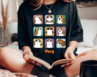 Star Wars Porgs Portrait Graphic T-Shirt, Cute Porg Emotions Shirt, Star Wars Fan, Disney Star Wars Shirt, Disneyland Family Vacation