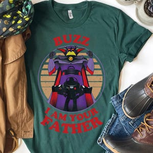 Camiseta retrô Zurg e Buzz "Eu Sou Seu Pai", camiseta Disney Pixar Toy Story, presente para o Dia dos Pais, camiseta combinando para a família Disneyland WDW imagem 3