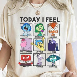 Disney Pixar Inside Out 2 Today I Feel Shirt, Anxiety, Ennui, Embarrassment, Joy, Sadness, Anger, Disneyland Trip Family Matching Tee