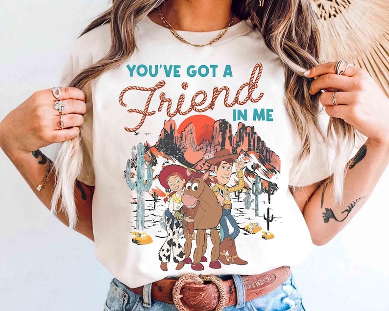 Disney Vintage Toy Story Shirt, You've Got A Friend In Me, Woody Jessie and Bullseye Shirt, Disney Cowgirl Cowboy Shirt, Western Country image 2