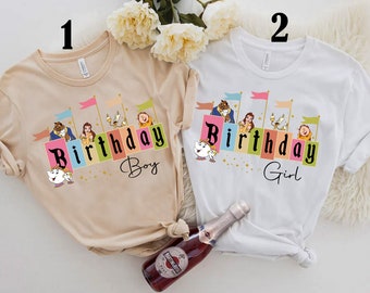 Disney Beauty and The Beast Birthday Boy, Birthday Girl Shirt, Personalized Shirt, Belle Beast Lumiere Birthday Shirt, Custom Birthday Shirt