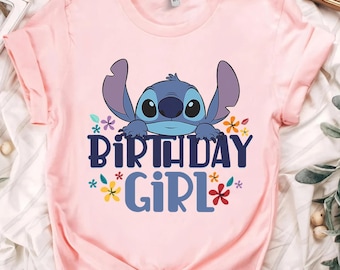 Retro Disney Lilo and Stitch Birthday Girl T-Shirt, Stitch Birthday Shirt, Disneyland Family Matching Tee, Animal Kingdom, Birthday Theme