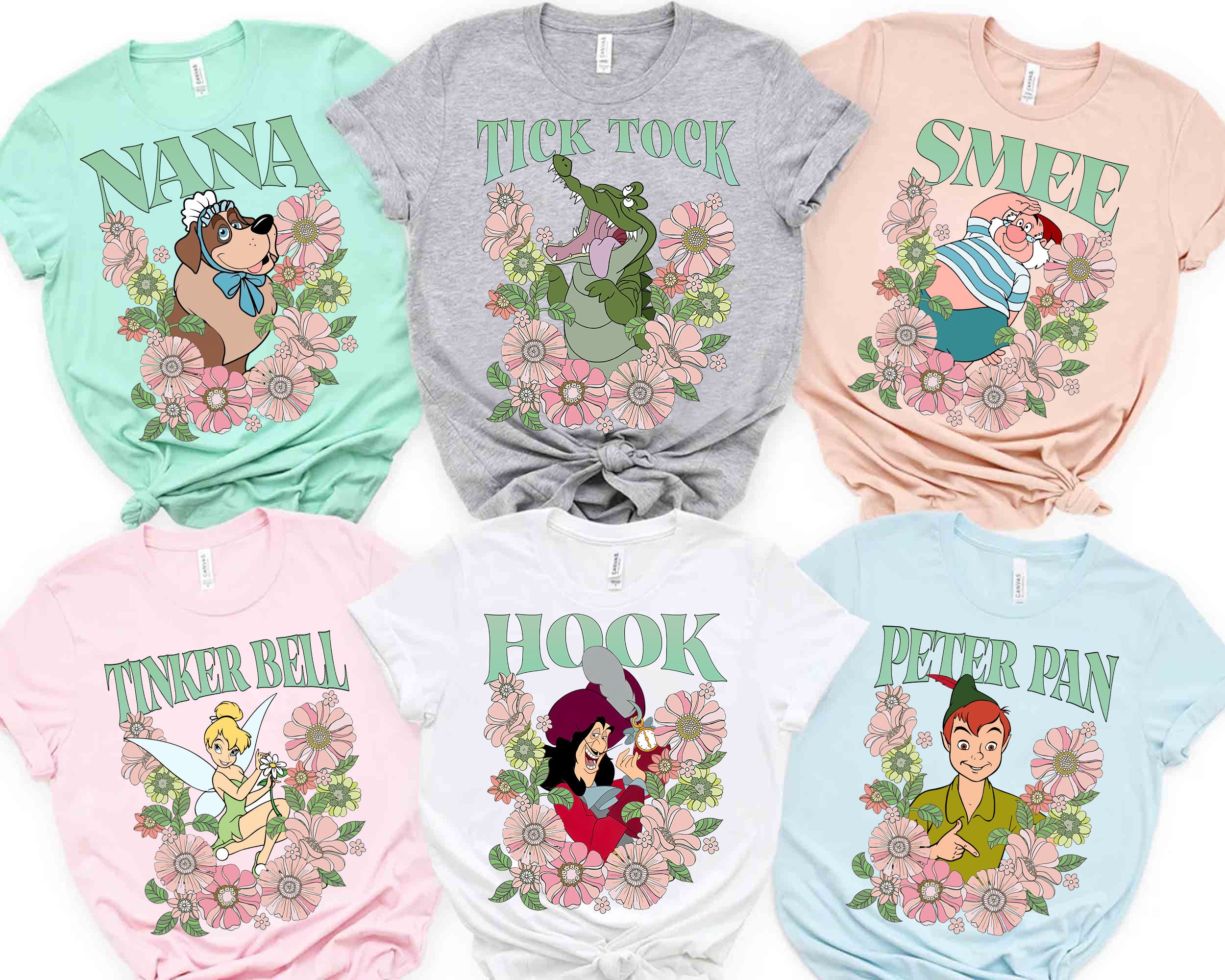 Disney Floral Tick-tock the Crocodile Flowers Portrait T-shirt