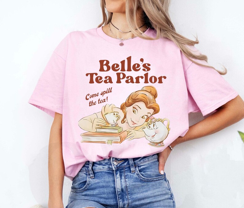 Disney Belle's Tea Parlor Spill The Tea Shirt, Beauty and The Beast Disney Princess Chip Potts Shirt, Disneyland Family Matching Tee image 3