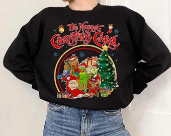 Retro The Muppet Christmas Carol Group Shirts, Fozzie Gonzo Kermit Miss Piggy Animal Muppets Xmas Lights Shirt, Disneyland Christmas Shirt