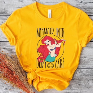 Disney The Little Mermaid Ariel Mermaid Hair Don't Care T-Shirt, Family Matching Tee Disneyland Trip Gift Unisex Adult T-shirt Kid T-shirt image 4