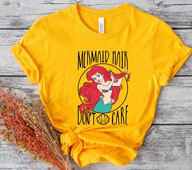 Disney The Little Mermaid Ariel Mermaid Hair Don't Care T-Shirt, Family Matching Tee Disneyland Trip Gift Unisex Adult T-shirt Kid T-shirt image 4