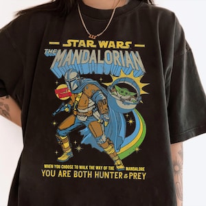 Star Wars Mandalorian Comic Poster T-Shirt, Star Wars Fan Gifts Shirt, Star Wars Galaxy's Edge Shirt, Disneyland Family Vacation Gift Tee image 1