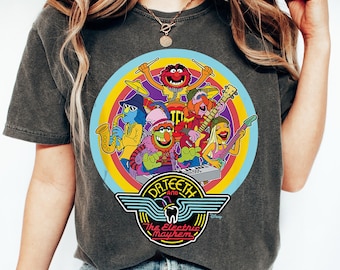 Camiseta retrô da Disney com o distintivo do Dr. Teeth e da Electric Mayhem dos Muppets, camiseta da banda musical dos Muppets, camiseta combinando para viagem em família à Disneylândia