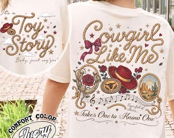 Camiseta dupla face Disney Vintage Toy Story, Camiseta Comfort Colors Cowgirl Like Me, Camiseta Disney Western Cowgirl, Camiseta Western Country