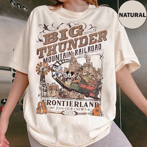 Camiseta vintage de Mickey y sus amigos del Ferrocarril de la Montaña Big Thunder, camiseta de Disney Frontierland Ride, camiseta de Disney Roller Coaster, camiseta familiar de Disneyland