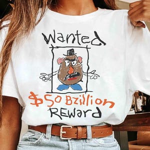 Disney Pixar Toy Story Mr. Potato Head WANTED Sketch Shirt, Retro Toy Story Characters Shirt, Disneyland Family Matching Tee image 3