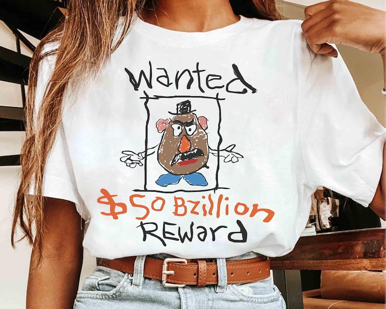 Disney Pixar Toy Story Mr. Potato Head WANTED Sketch Shirt, Retro Toy Story Characters Shirt, Disneyland Family Matching Tee image 3