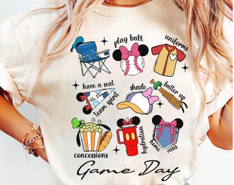 Camiseta de béisbol de Mickey y sus amigos de Disney, camiseta de béisbol de Disney Game Day, camiseta de béisbol de Mickey, camiseta deportiva de Mickey, camiseta deportiva de Disney