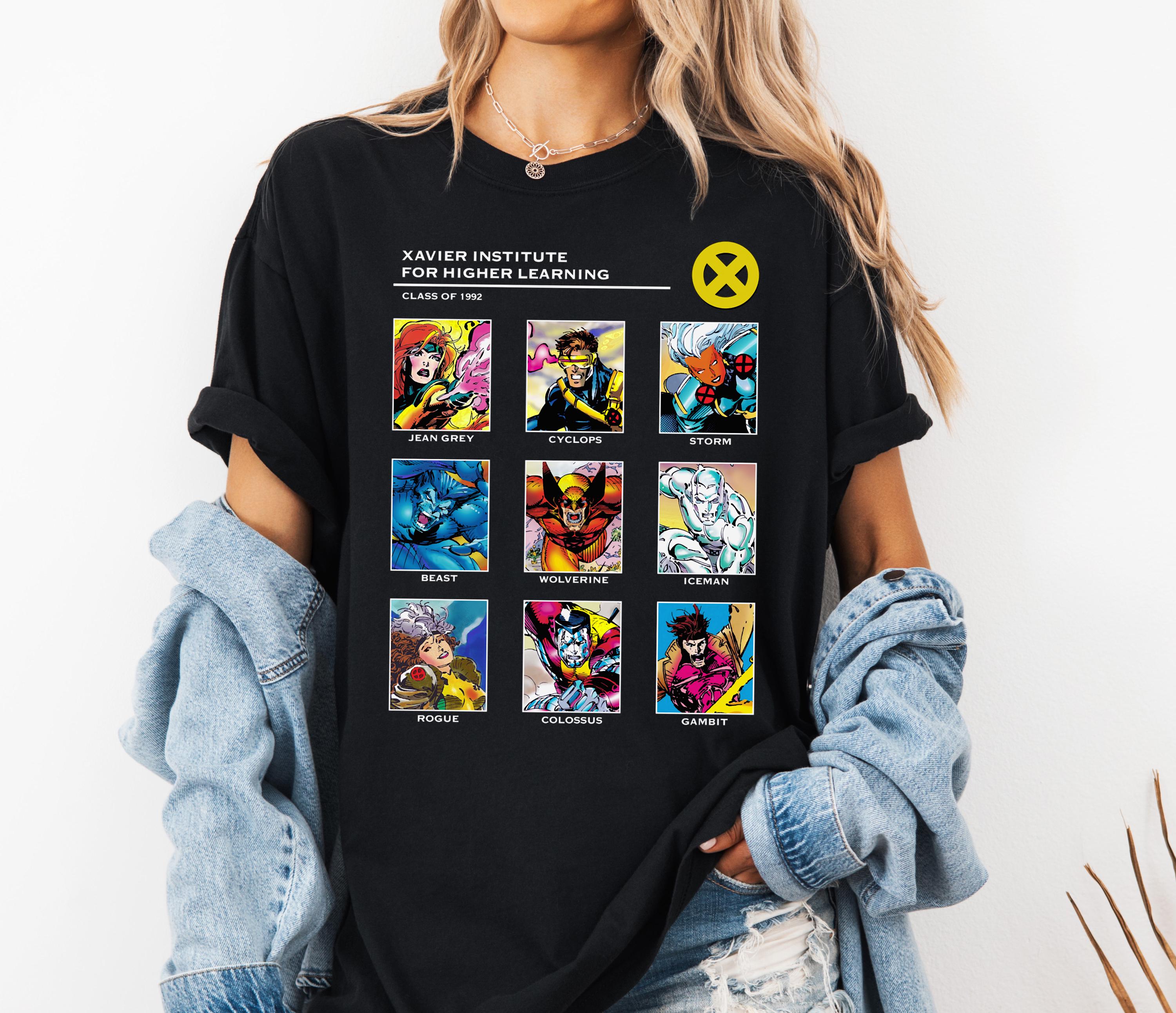 Marvel X-men Xavier Institute 90s T-shirt, Jean Grey, Gambit