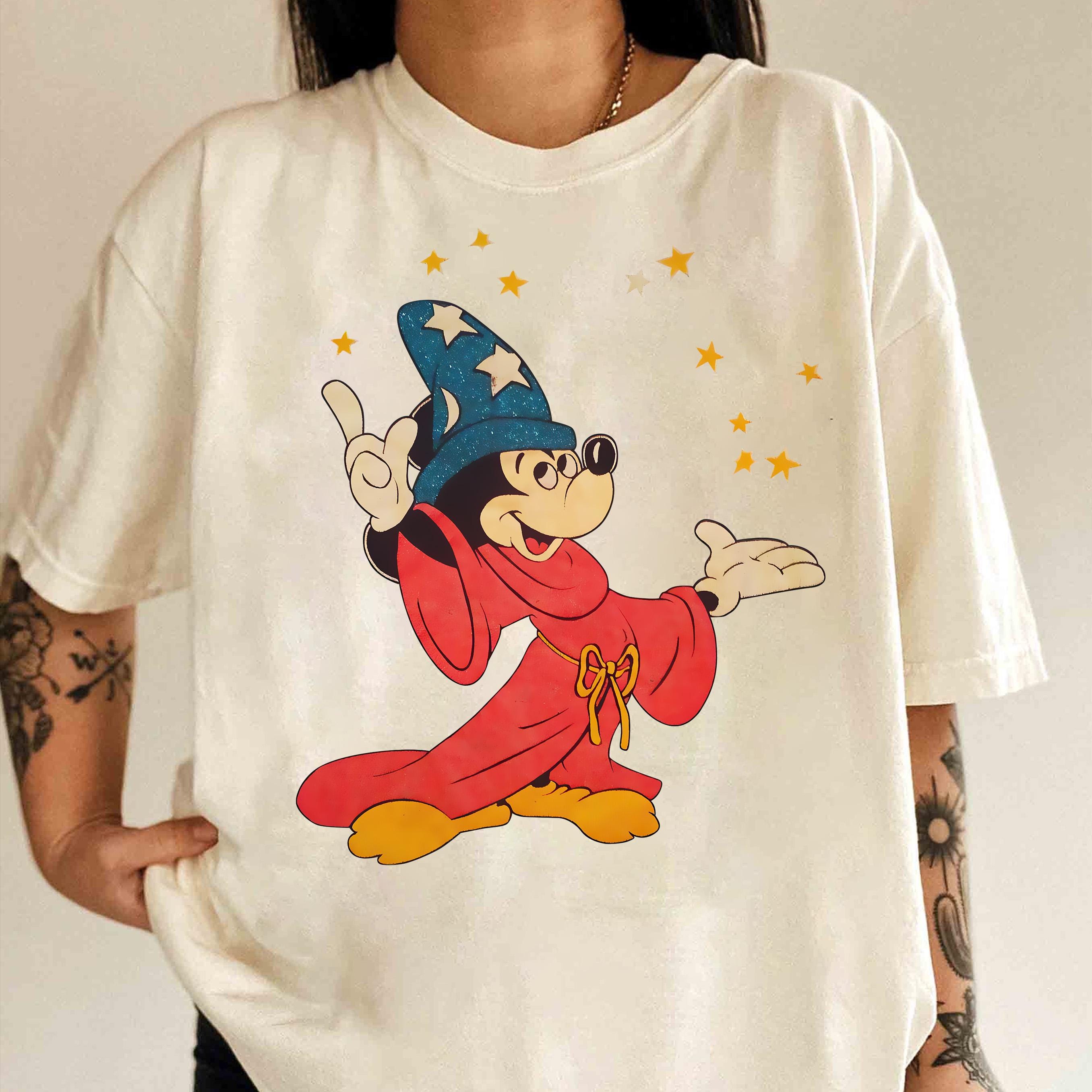 Retro Sorcerer Mickey Mouse Shirt, Magic Wizard Mickey Fantasmic