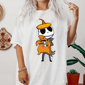 Disney The Nightmare Before Christmas Jack Skellington and Oogie Boogie Halloween Pumpkin T-Shirt, Disneyland Halloween Party Matching Shirt image 3