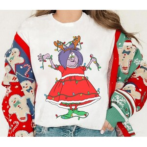 Disney All Villains Characters Christmas Lights Shirt, Ursula, Cruella, Evil Queen, Maleficent Shirt, Disneyland Family Xmas Matching Tee image 2