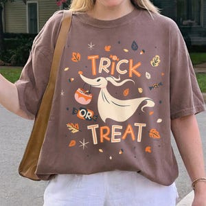 Disney The Nightmare Before Christmas Zero Halloween T-shirt, Zero Bus eller Treat T-shirt, Disneyland Halloween Julfest Matchande T-shirt