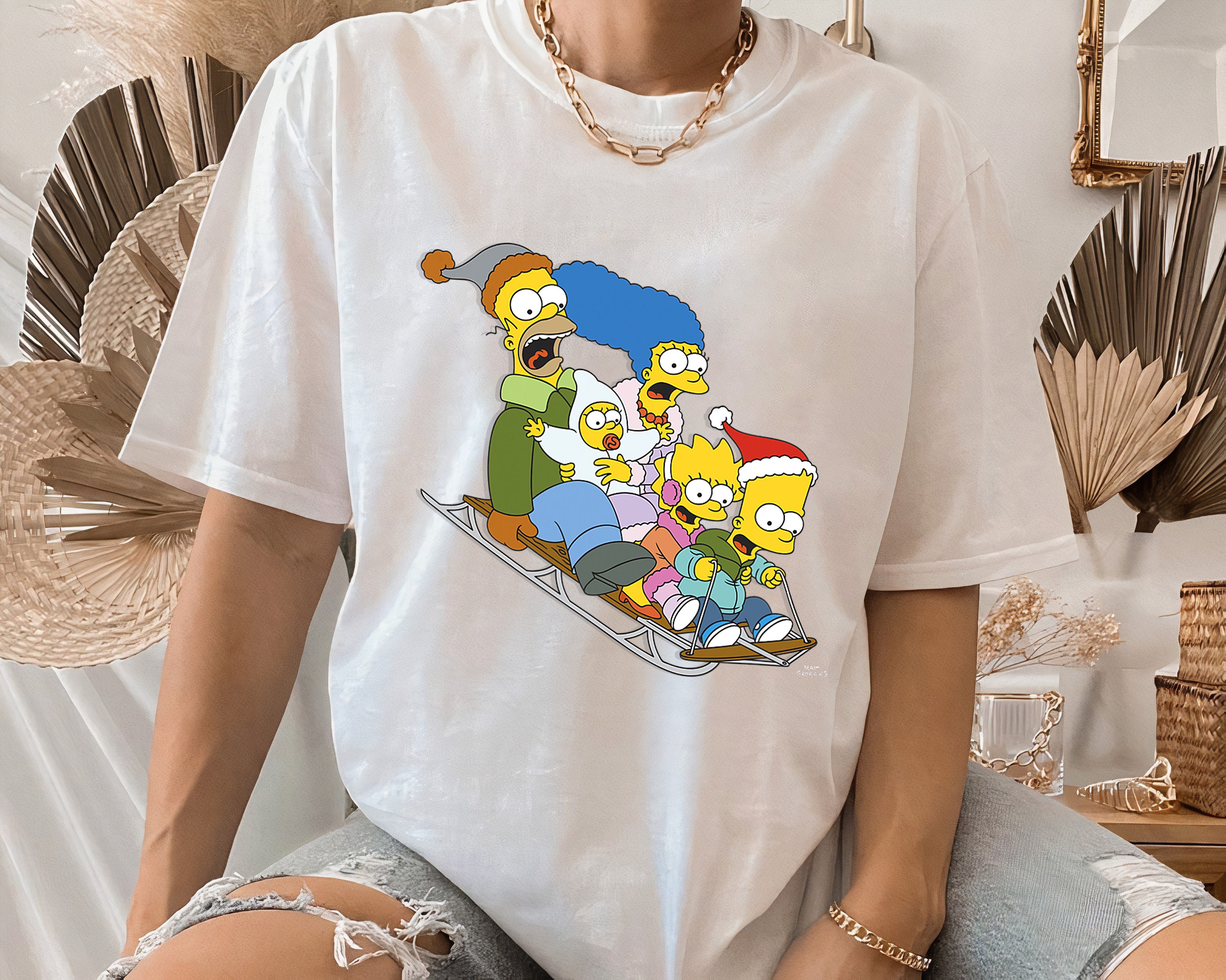 Discover Camiseta Navidad La Familia Simpsons Divertido Lindo para Hombre Mujer