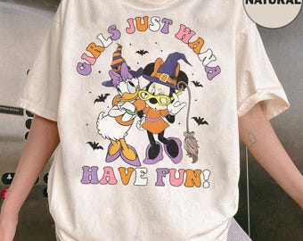 Disney Minnie Daisy Girls Just Wanna Have Fun Halloween Shirt, Besties Halloween Tee, Mickey's Not So Scary Shirt, Disneyland Halloween Tee