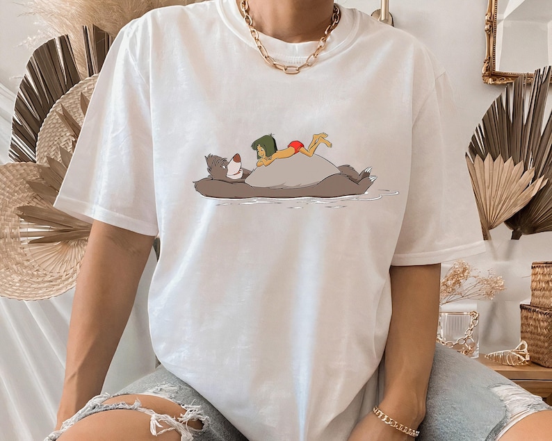 Disney The Jungle Book Mowgli and Baloo T-Shirt, Disneyland Family Vacation Gift Unisex Adult T-shirt Kid T-shirt Hoodie Sweatshirt image 2