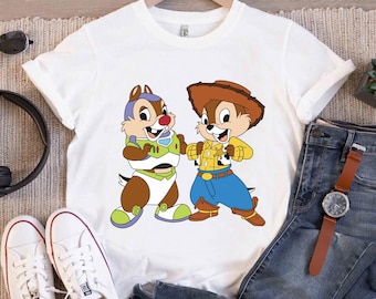Disney Chip ‘n Dale Costume Woody and Buzz Lightyear Halloween Shirt, Rescue Ranger Double Trouble Shirt, Disney Toy Story Character Shirts