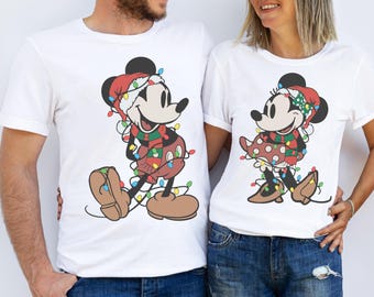 Disney Mickey & Friends Vintage Portrait Christmas Lights Shirt, Mickey's Very Merry Christmas Party Shirt, Disneyland Christmas Group Shirt