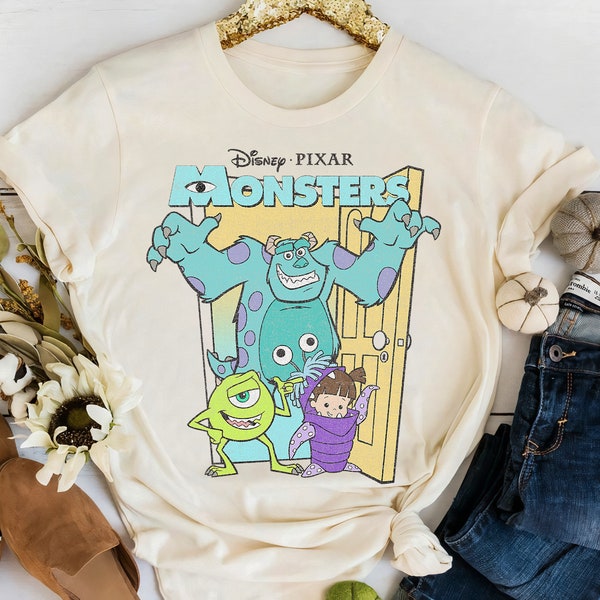 Disney Pixar Monsters Inc. Mike Sully Boo Group Poster T-Shirt, Disneyland Family Matching Tee Trip Unisex Adult T-shirt Kid T-shirt