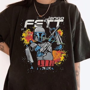 Camiseta de la precuela de Star Wars: Jango Fett Hero Blasters Mandalorian, camiseta de regalo de Disney Star Wars, camiseta de regalo para vacaciones familiares en Disneyland