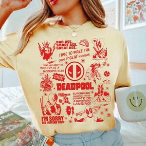 Marvel Deadpool Doodle Art Shirt, Wade Wilson Deadpool Movie Shirt, Hollywood Studios Family Matching Tee, WDW Trip Gift, Marvel MCU Shirt image 2