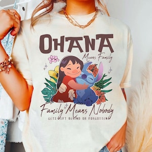 Camiseta Disney Lilo & Stitch "Ohana significa família", Camiseta Disney Stitch, Camiseta Aloha Hawaii, Magic Kingdom, Camiseta combinando para viagem em família à Disneylândia
