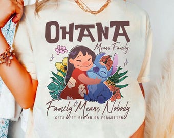 Disney Lilo & Stitch Ohana Means Family Shirt, Disney Stitch Shirt, Aloha Hawaii Tee, Magic Kingdom, Disneyland Family Matching Trip T-shirt